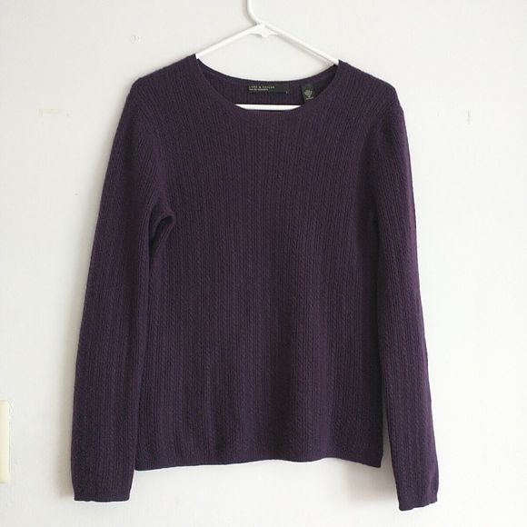 Lord & Taylor Sweater Pullover Women M Purple 2-Ply Cashmere Cable Knit Luxury - Picture 1 of 7